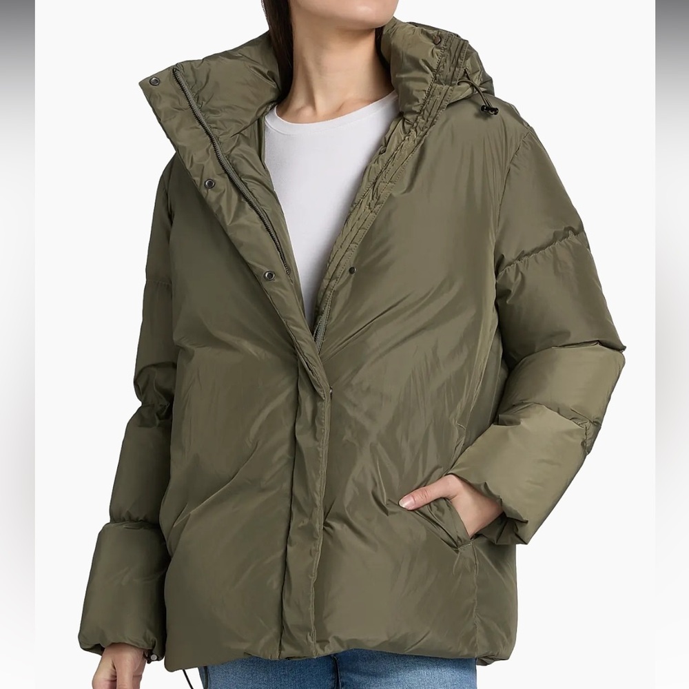 Jenni Kayne Hooded Down Puffer Coat in Olive Green Size S